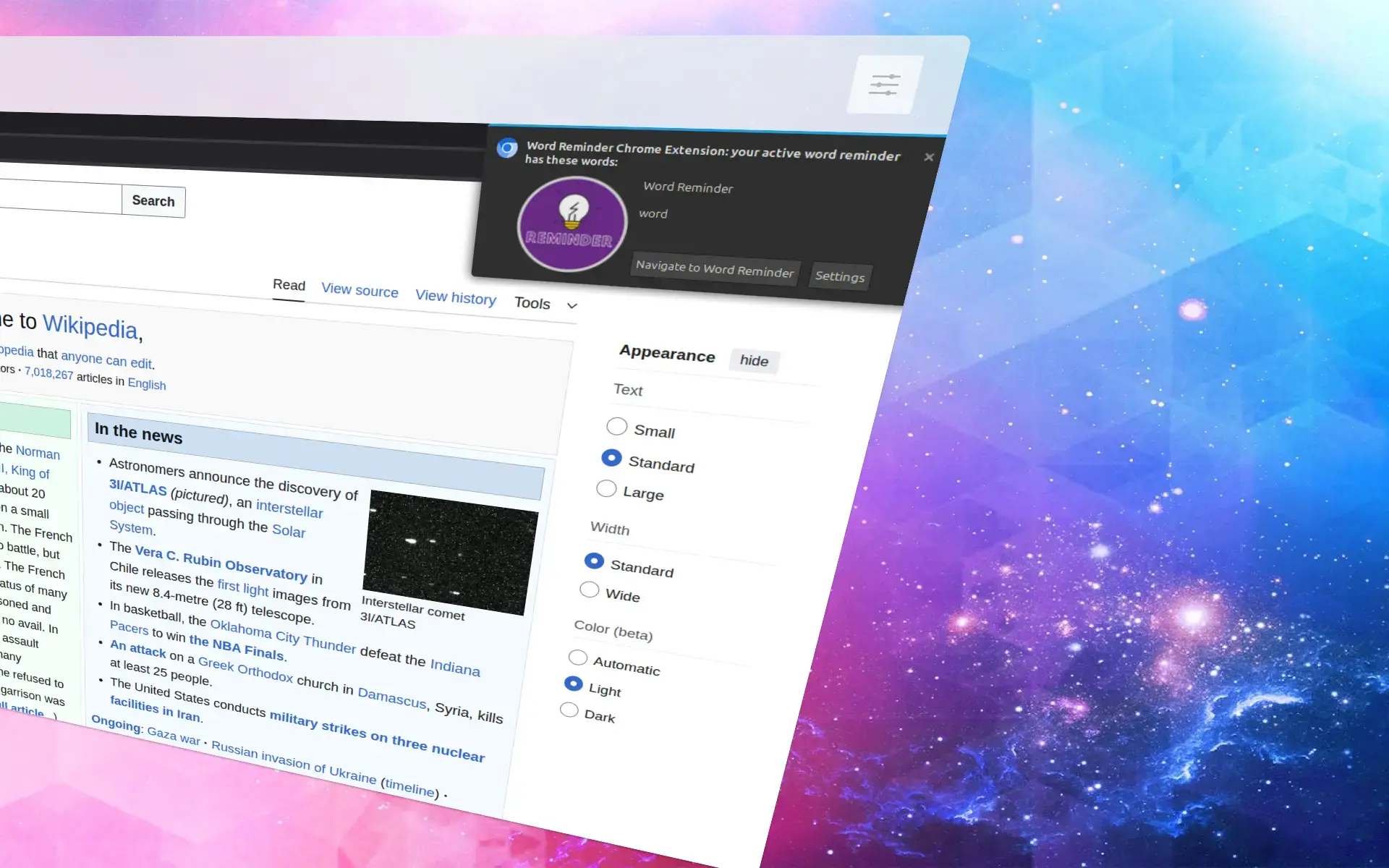 Word Reminder chrome extension notification