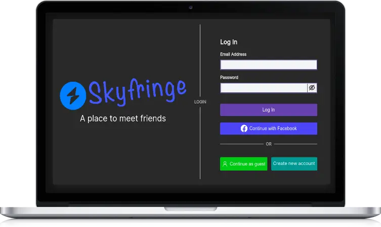 Sign up page for Skyfringe